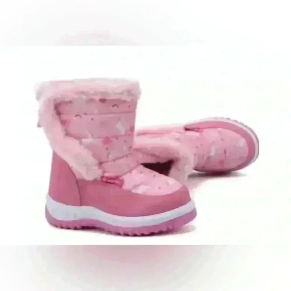 Merence Winter Snow Boots Girls Size 23 US 7 Pink Unicorn Furry Trim Cozy Warm P - Picture 1 of 7